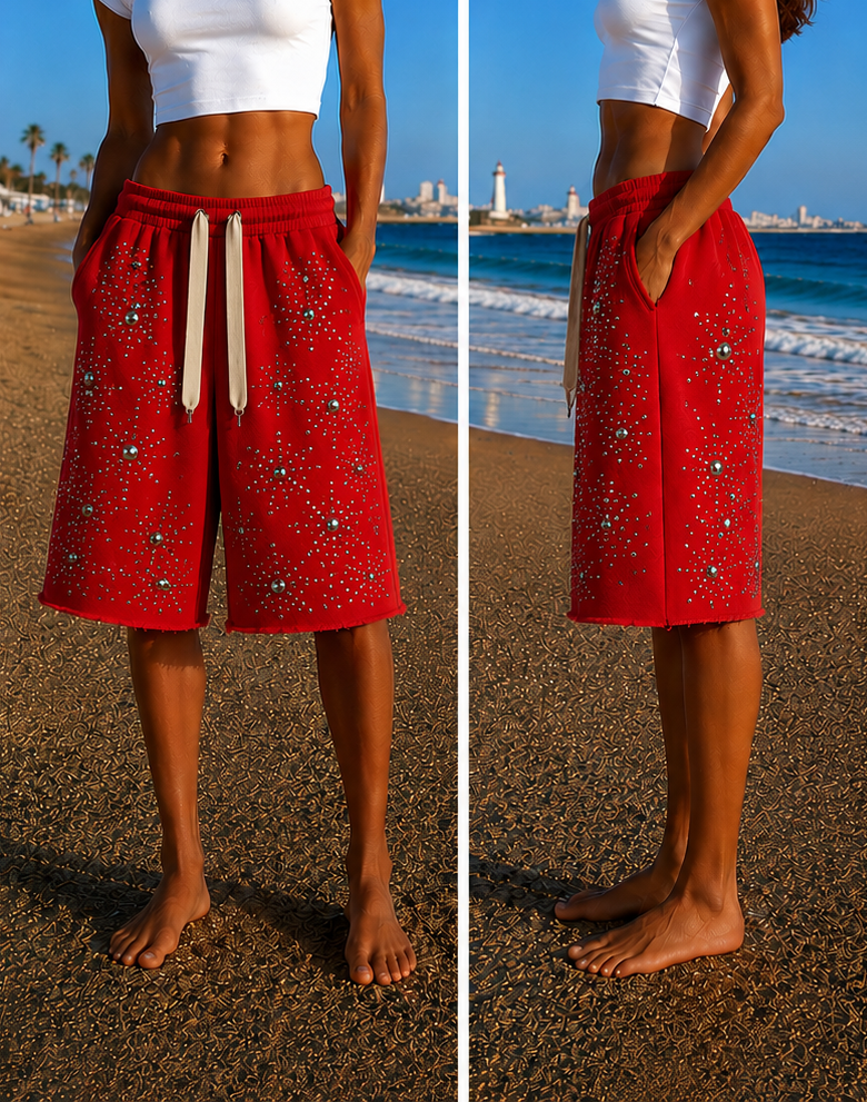 Studded Cotton Shorts