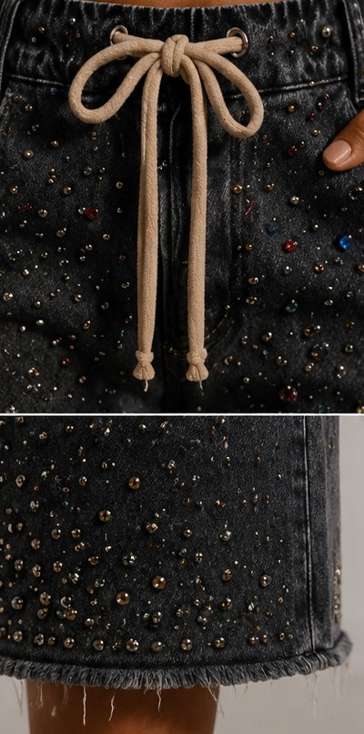 Denim Shorts with metal studs