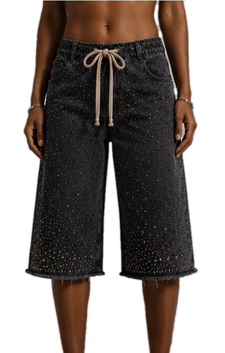 Denim Shorts with metal studs