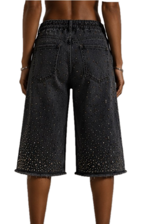 Denim Shorts with metal studs