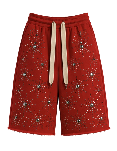 Studded Cotton Shorts